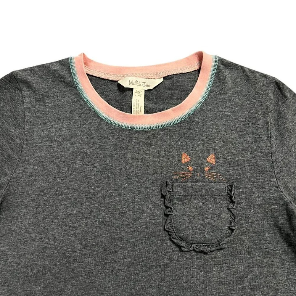 Matilda Jane 10Y Holly Ween Halloween Cat Pocket Tee Shirt